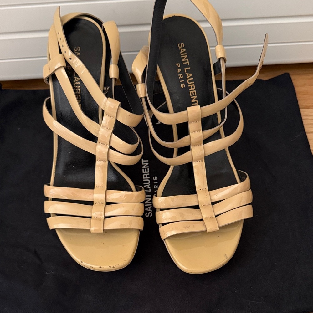 Saint Laurent Women's Beige Strappy Sandals